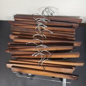 Vintage Wooden Pinch Clip Pant Clothing Hangers Lot Of 20